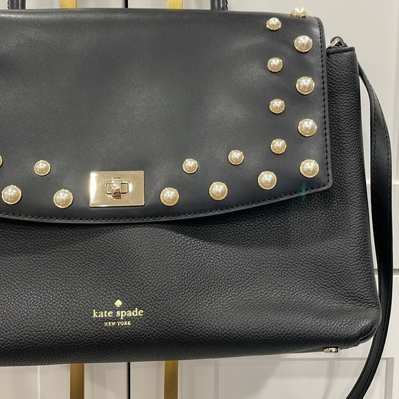 Kate Spade Serrano Place Pearl Dorina Black Leather Satchel Bag - Picture 4 of 16